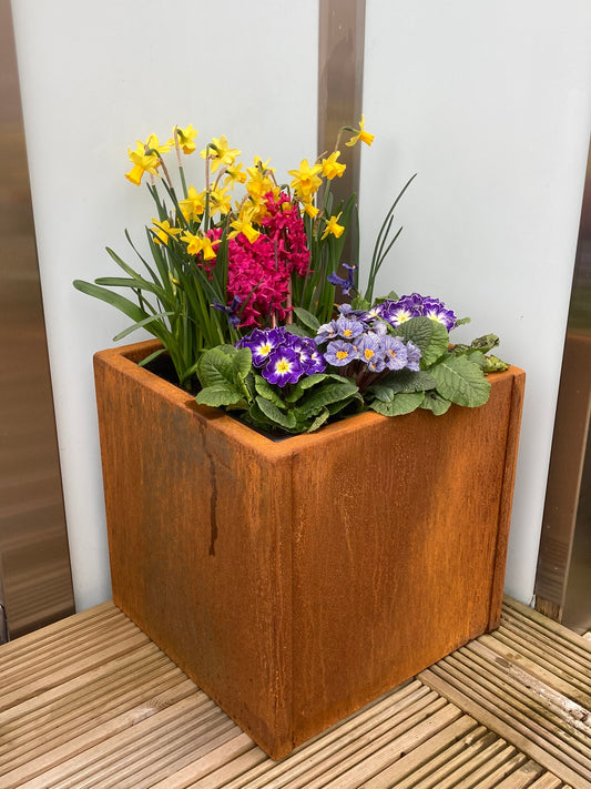 Corten Steel Garden Cube Planters