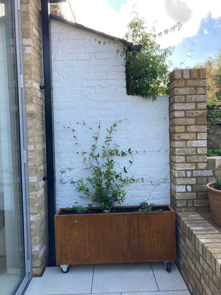 Corten Steel Garden Trough Planters on Castors/Wheels