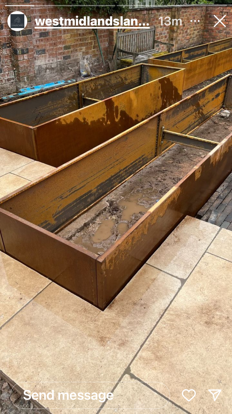 Corten Raised Open Bottom Planter Beds - Plants or Vegetables