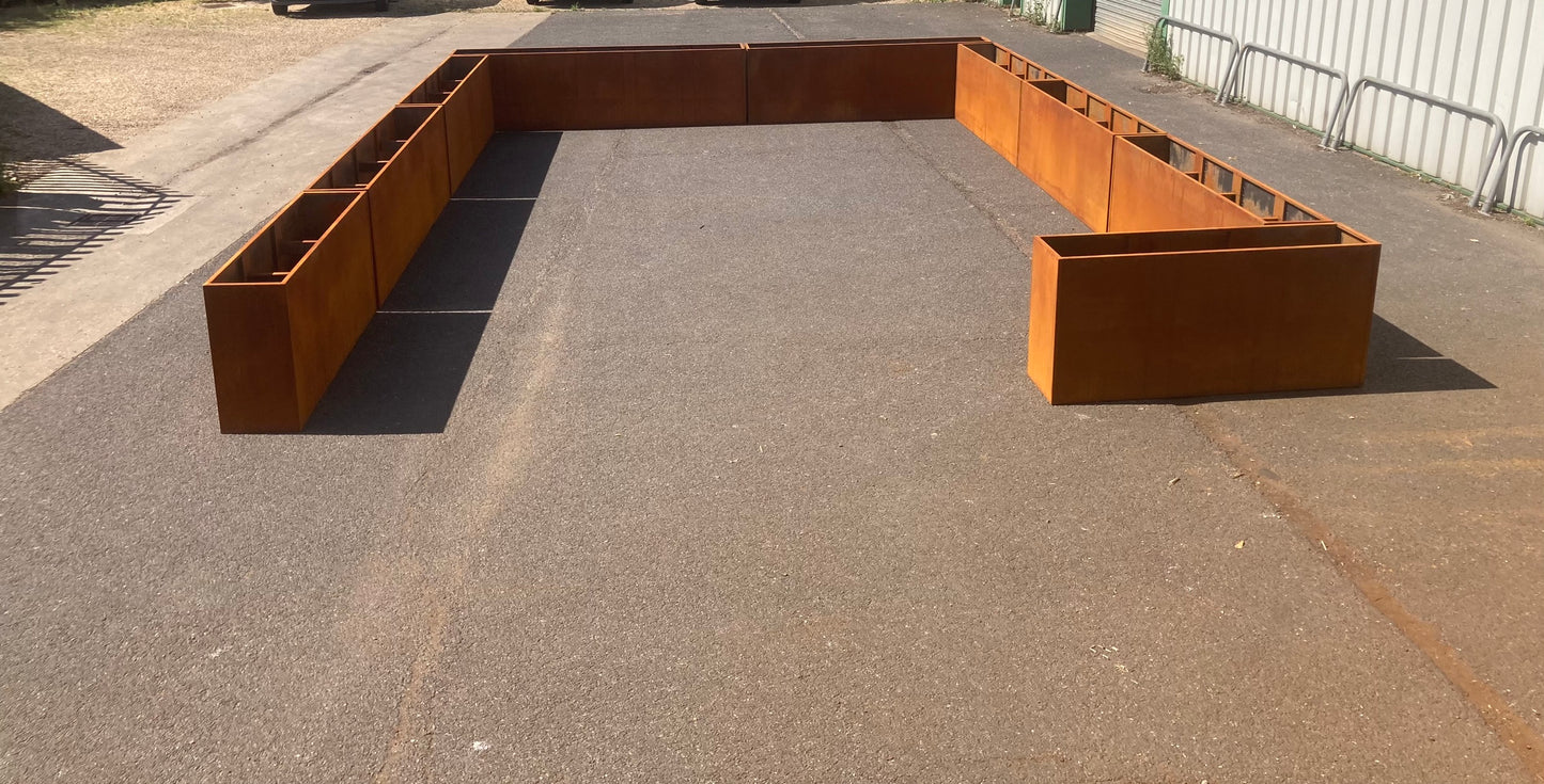 Corten Steel Garden Trough Planters