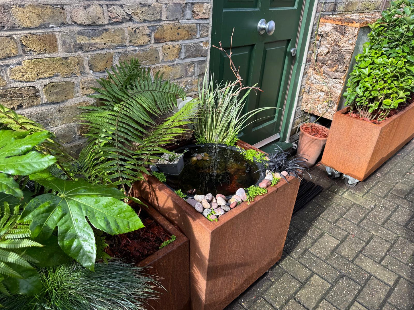 Corten Steel Garden Trough Planters on Castors/Wheels