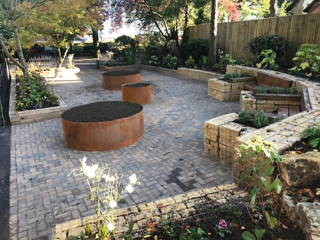 Corten Steel Raised Round Open Bottom Planter Beds