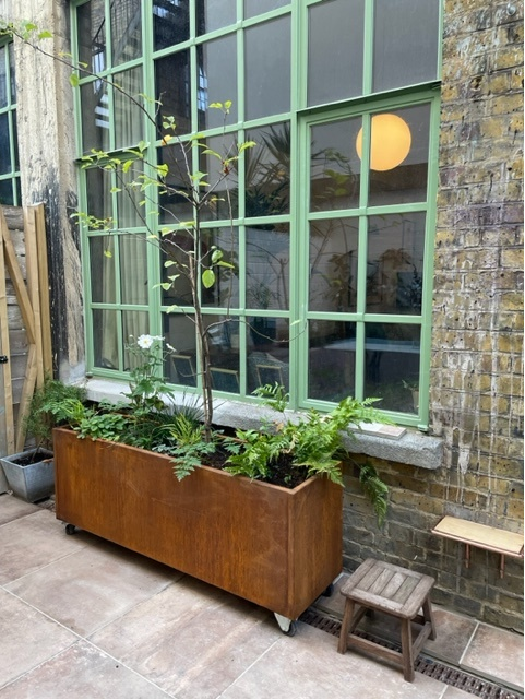 Corten Steel Garden Trough Planters on Castors/Wheels