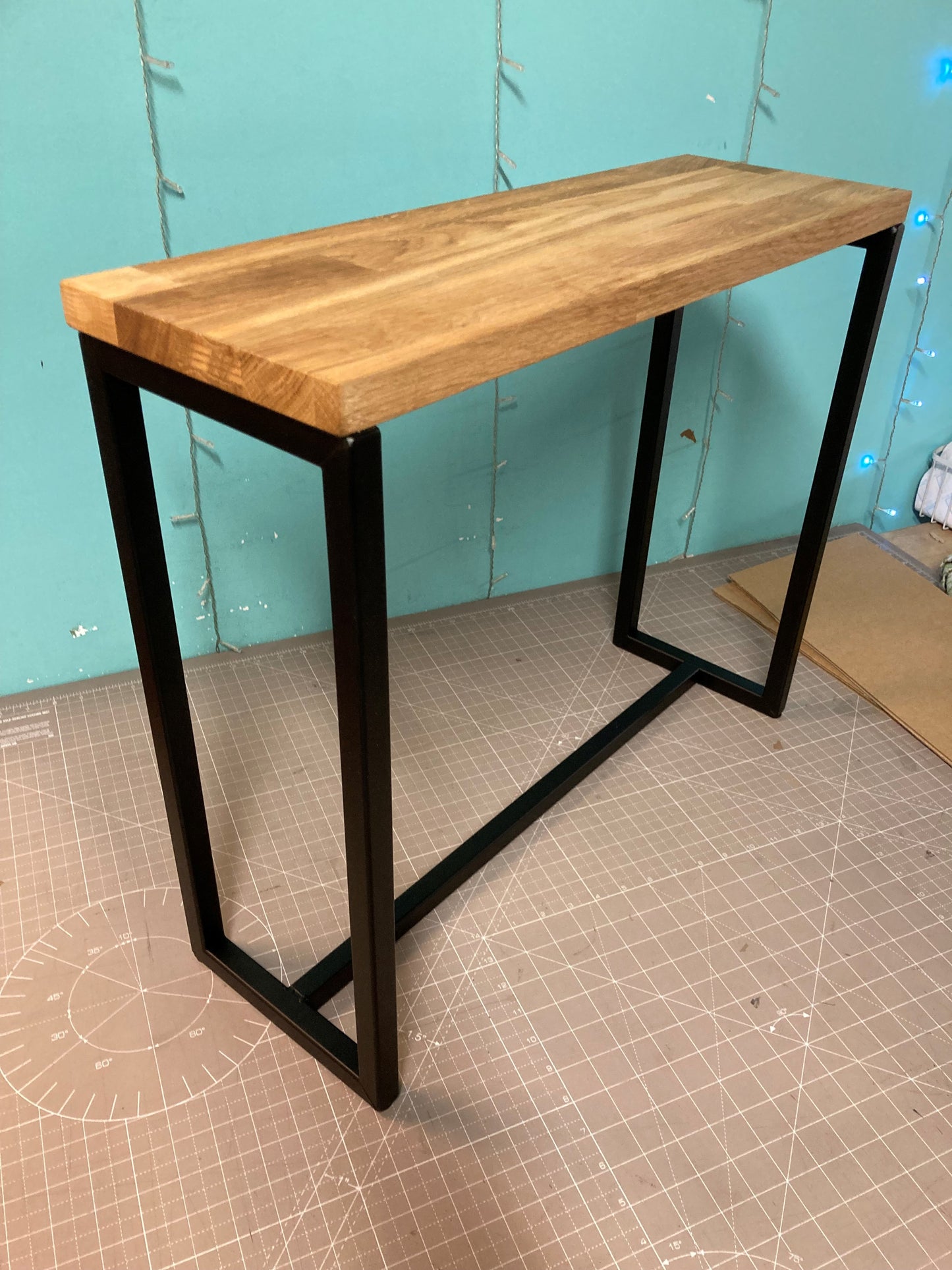 Natural Oak, Multipurpose Black Frame Sofa/Side Table