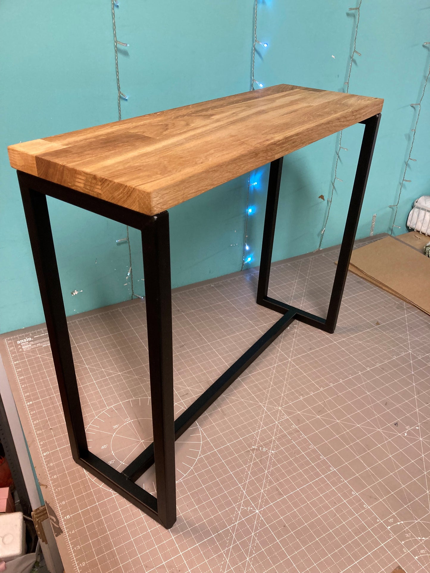 Natural Oak, Multipurpose Black Frame Sofa/Side Table