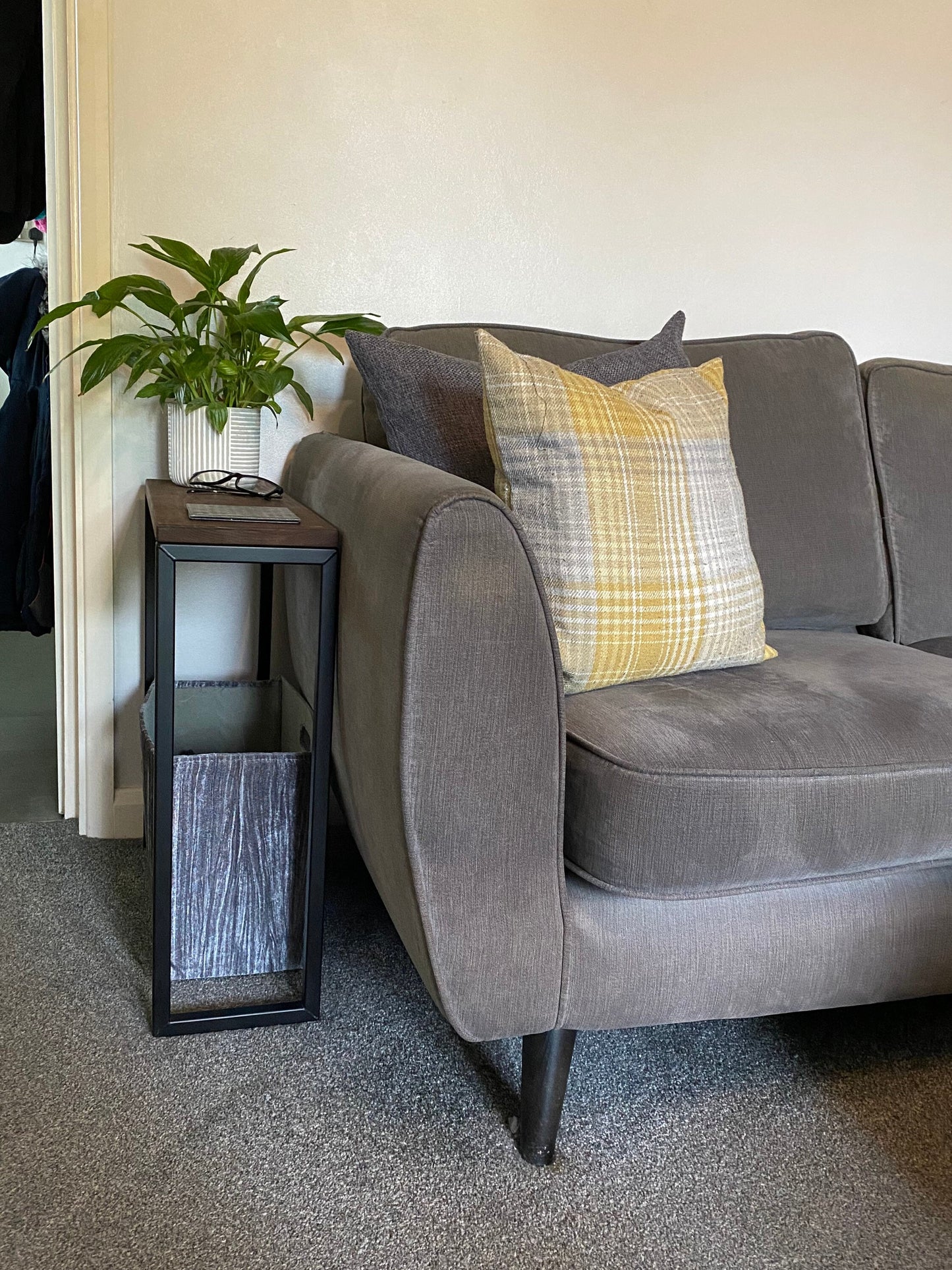 Multipurpose Side Table - Burnt Wood Top - 19.5cm wide - Sofa Table - Side Table - Table