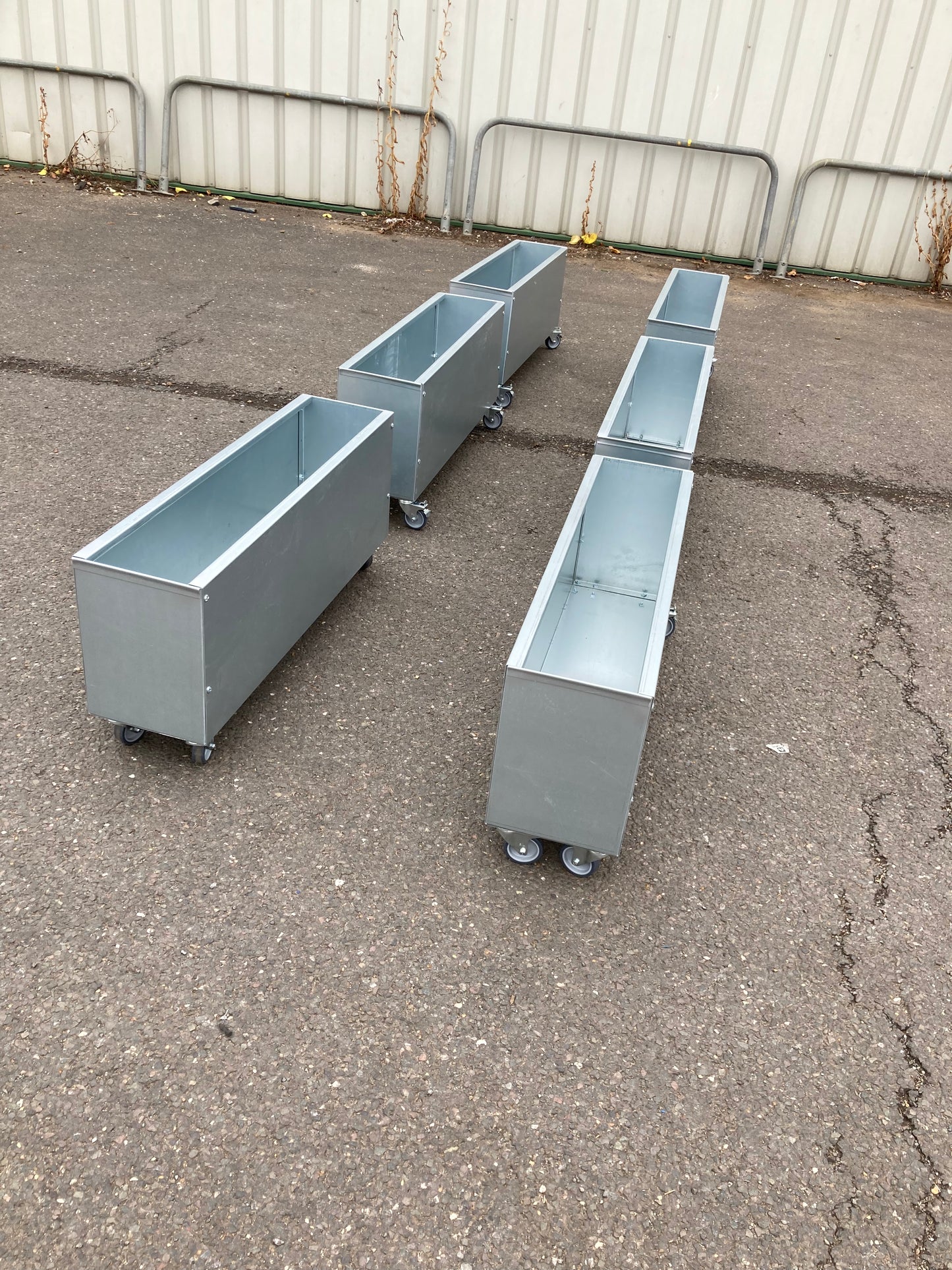 Zinc/galvanised large Planter on wheels for Garden Flowers -shop fronts -restaurant seating area