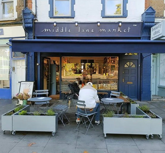 Zinc/galvanised large Planter on wheels for Garden Flowers -shop fronts -restaurant seating area