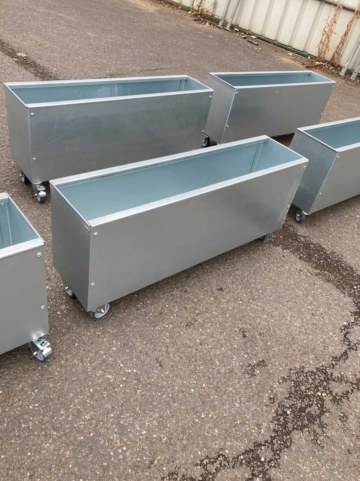 Zinc/galvanised large Planter on wheels for Garden Flowers -shop fronts -restaurant seating area