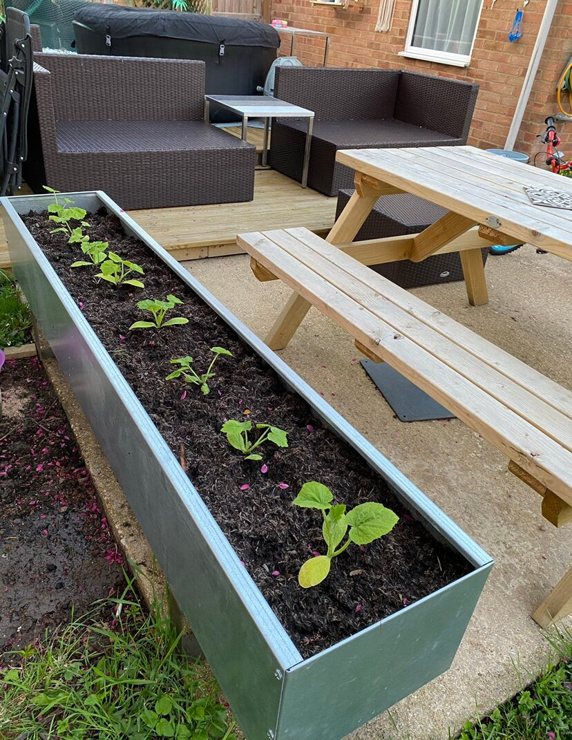 Medium Galvanised Trough 1.5m/Garden Planter/Flower Container