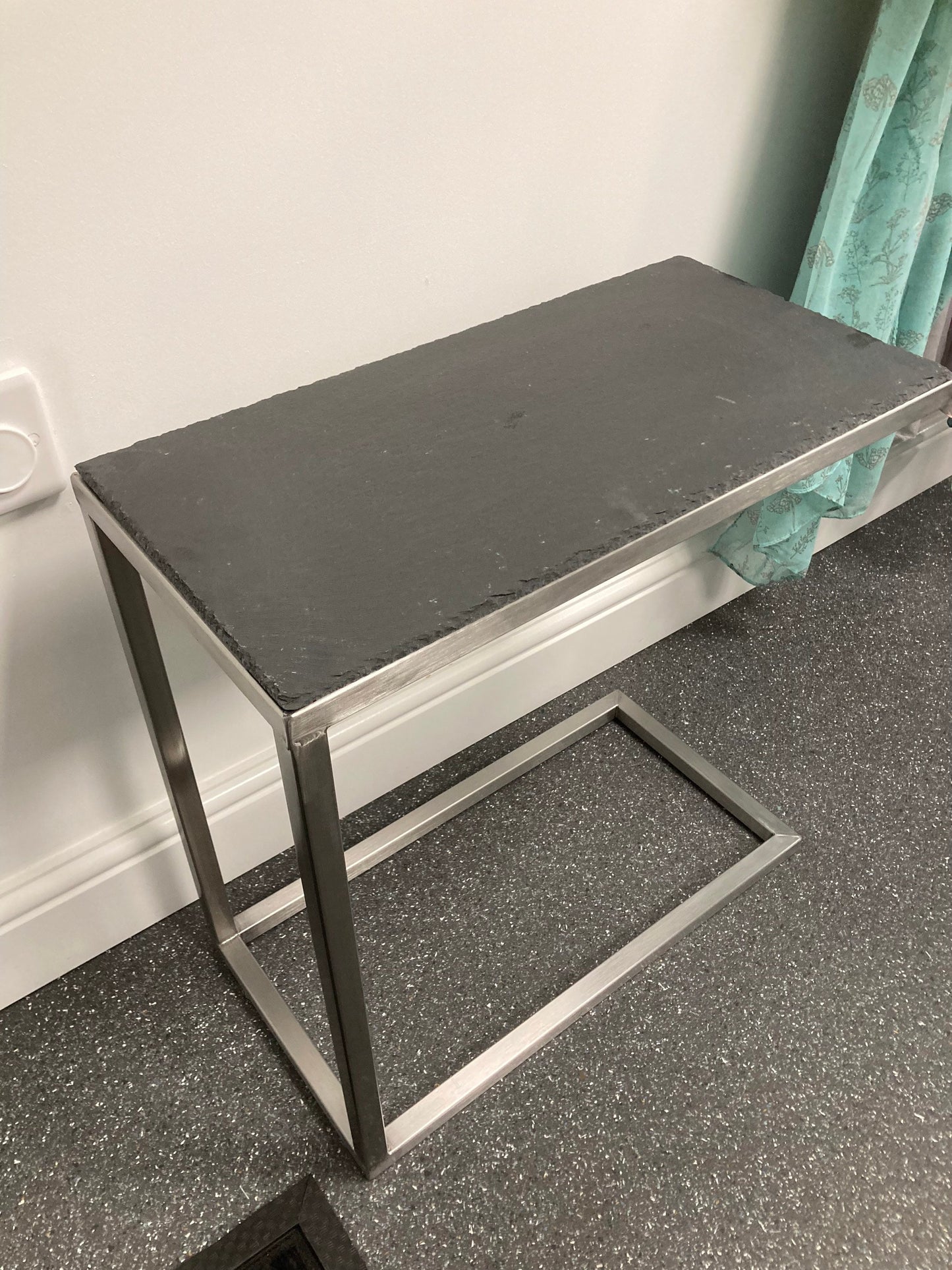 Slide Under Sofa table - Stainless Steel Frame - Slate Top - serving table - under sofa table - Indoor/Outdoor