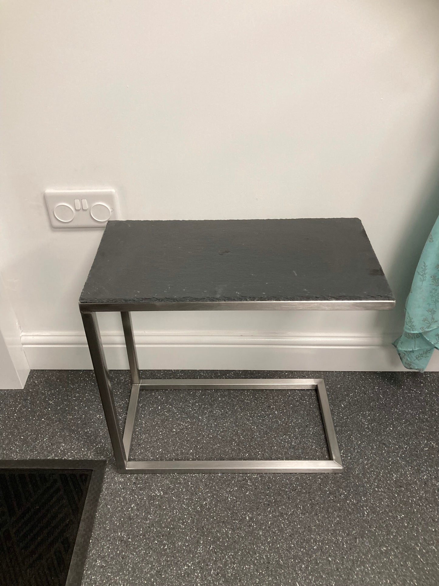 Slide Under Sofa table - Stainless Steel Frame - Slate Top - serving table - under sofa table - Indoor/Outdoor