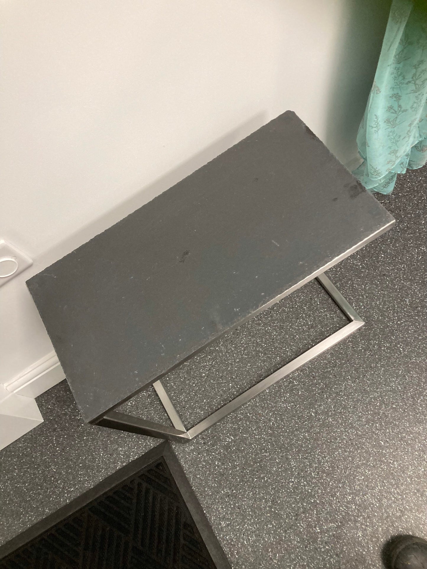 Slide Under Sofa table - Stainless Steel Frame - Slate Top - serving table - under sofa table - Indoor/Outdoor