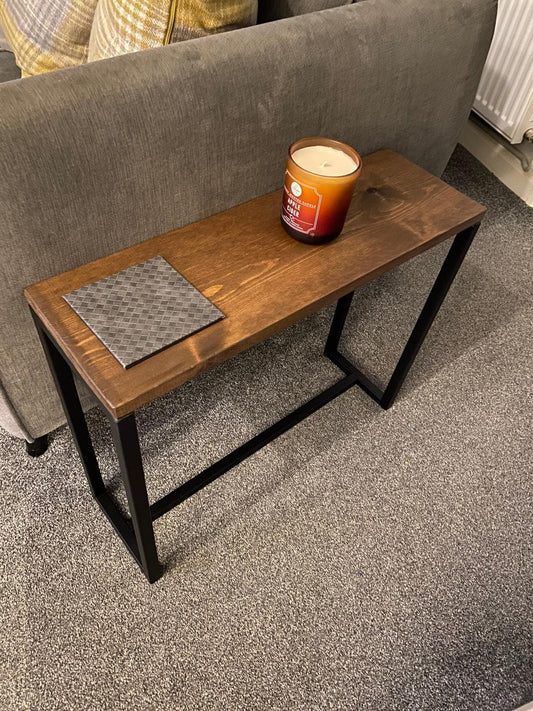 Multipurpose Side Table - Walnut Style Dyed Top - 19.5cm wide - Sofa Table -Side Table - Table