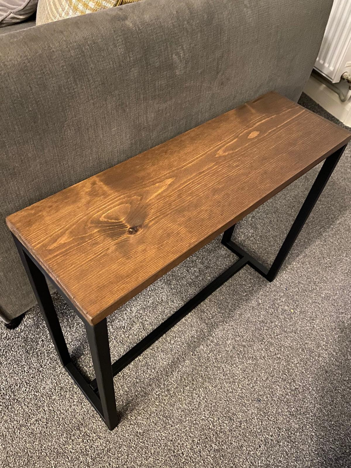 Multipurpose Side Table - Walnut Style Dyed Top - 19.5cm wide - Sofa Table -Side Table - Table