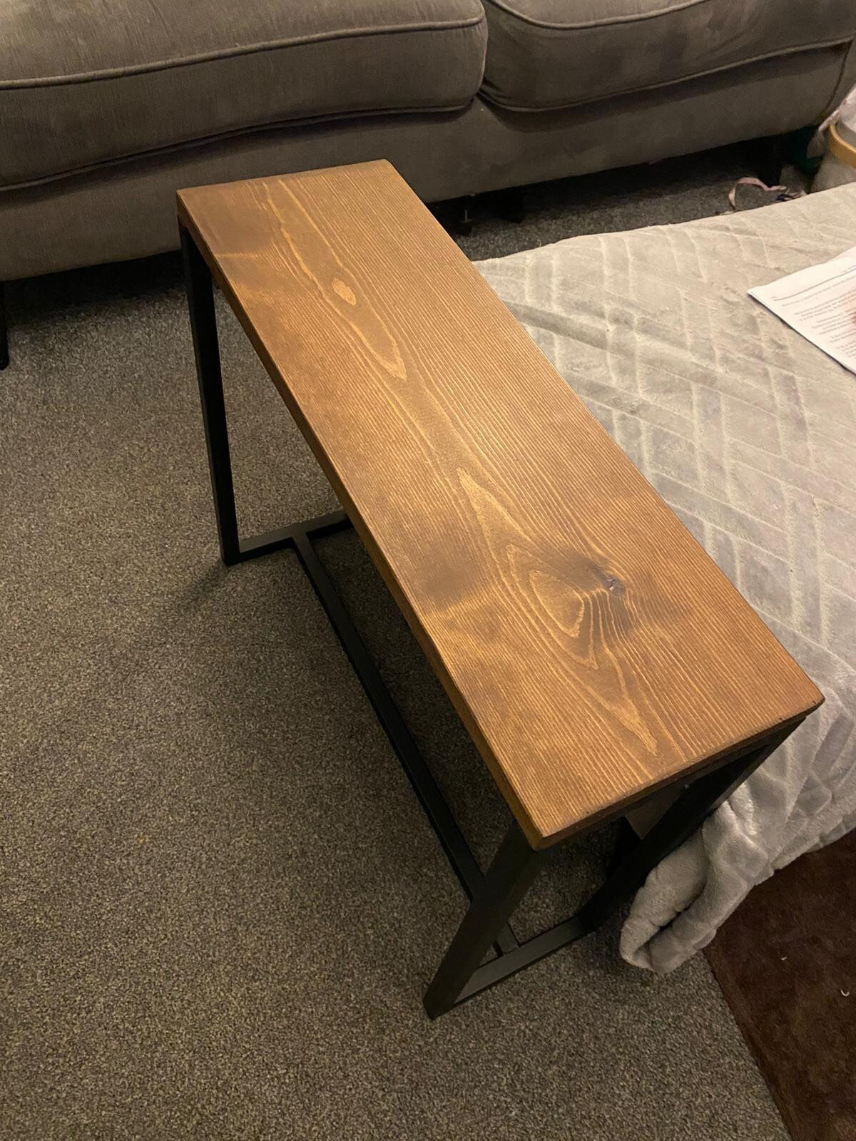 Multipurpose Side Table - Walnut Style Dyed Top - 19.5cm wide - Sofa Table -Side Table - Table