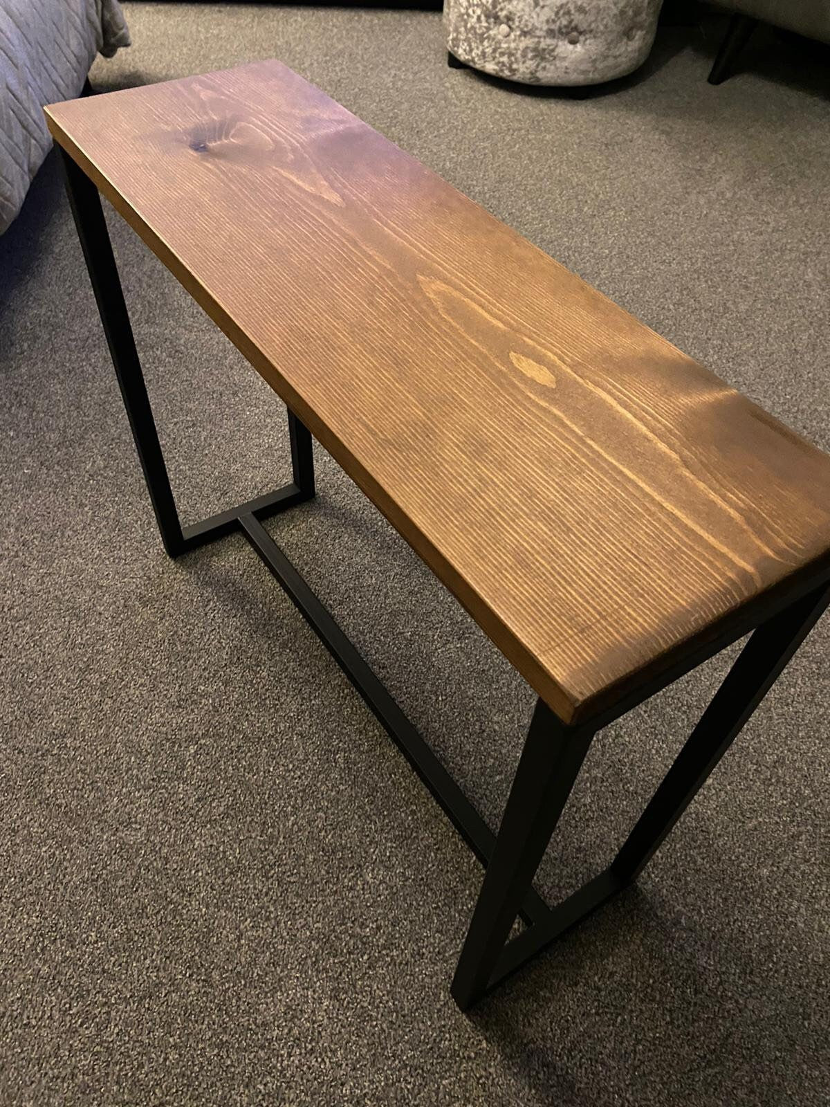 Multipurpose Side Table - Walnut Style Dyed Top - 19.5cm wide - Sofa Table -Side Table - Table