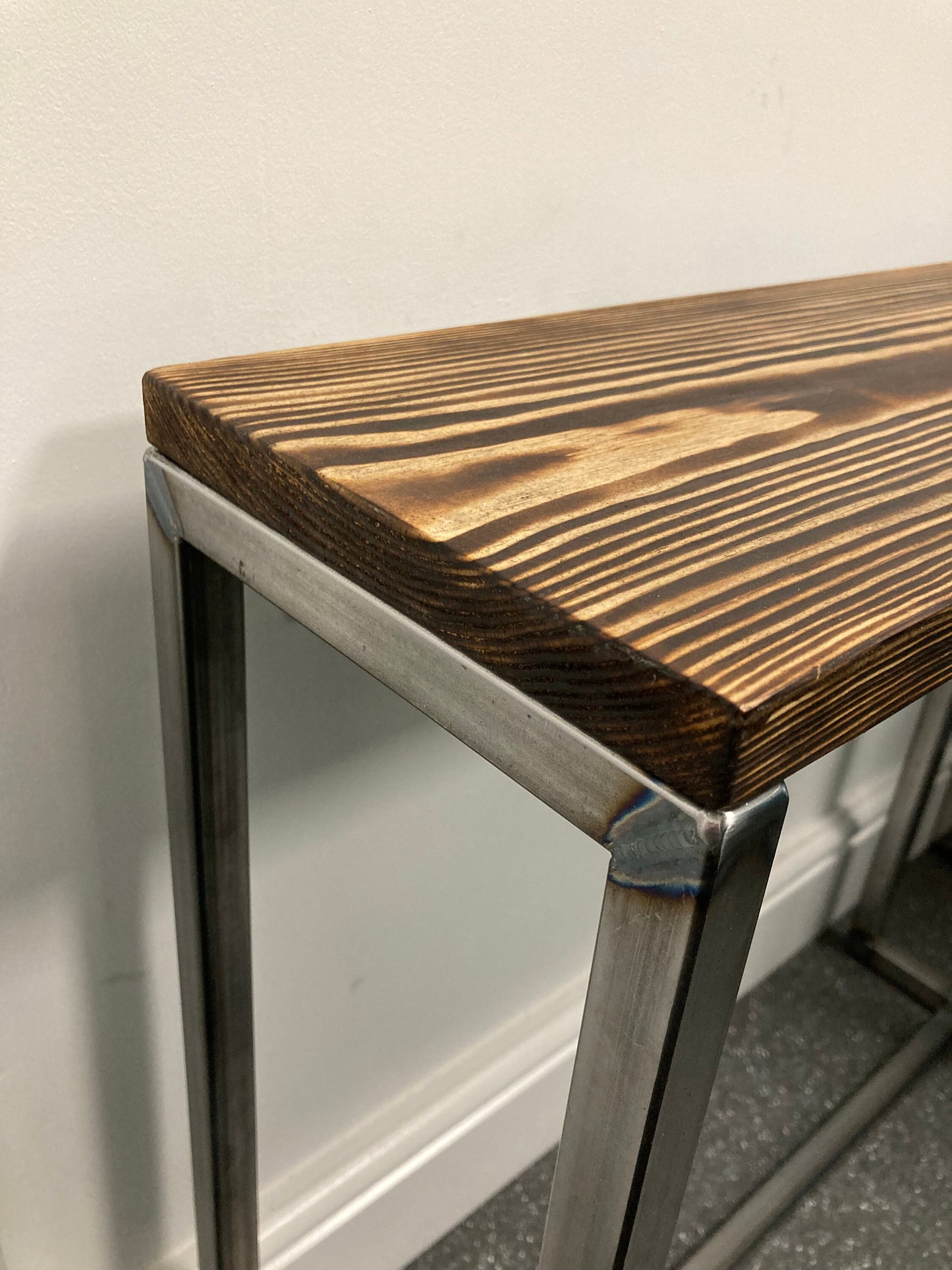 Multipurpose Side Table - Raw Industrial Steel Frame - 19.5cm wide - Sofa Table - Side Table - Table