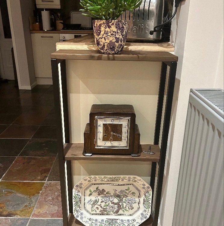 Shelving unit 3 tier walnut style - oak style - burnt wood style