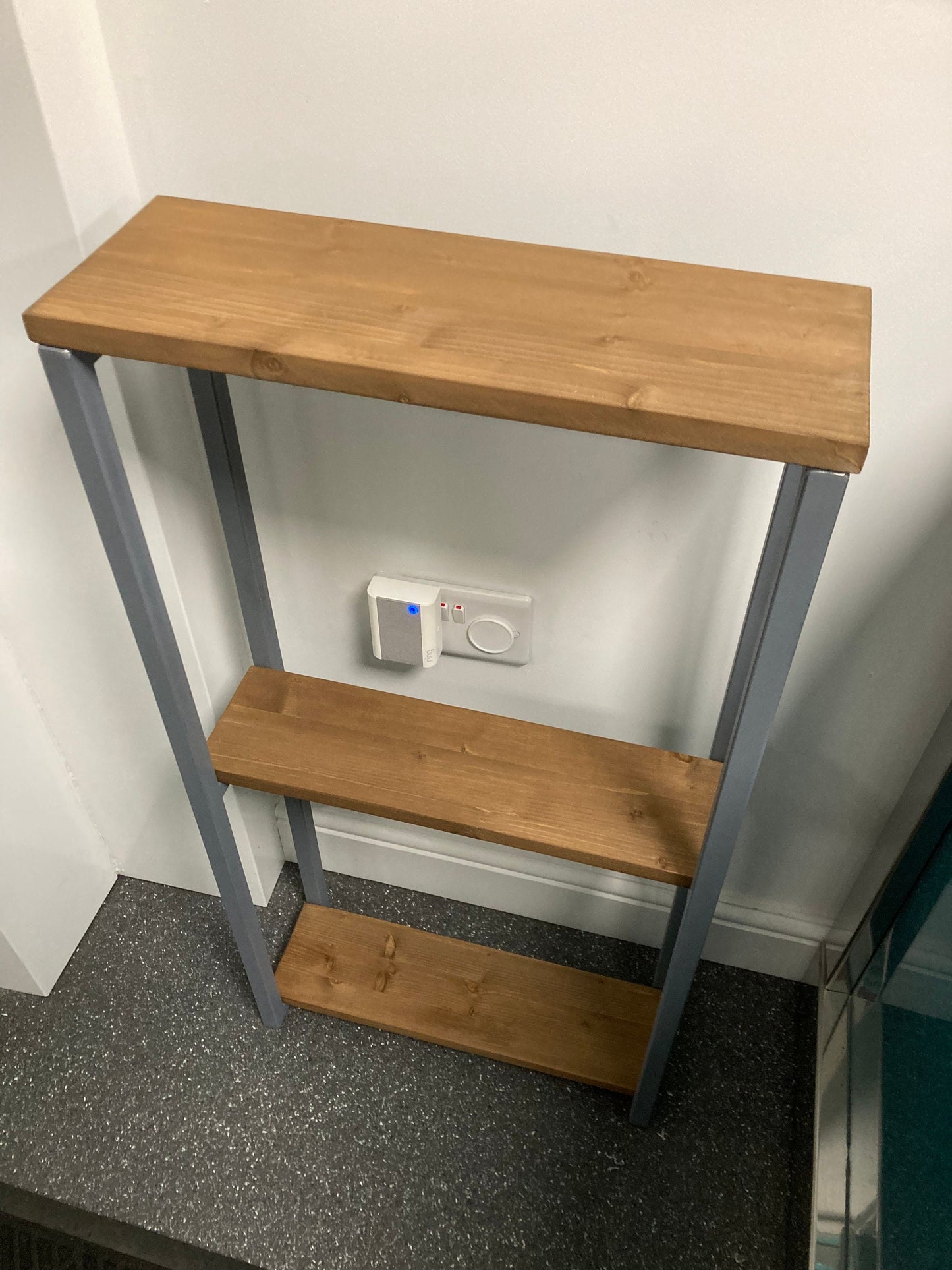 Shelving unit 3 tier walnut style - oak style - burnt wood style