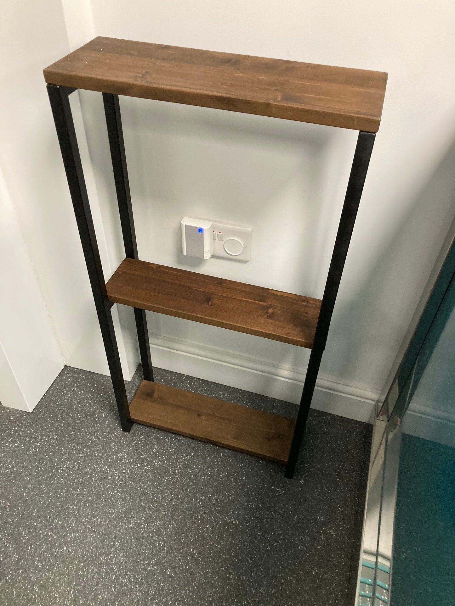 Shelving unit 3 tier walnut style - oak style - burnt wood style