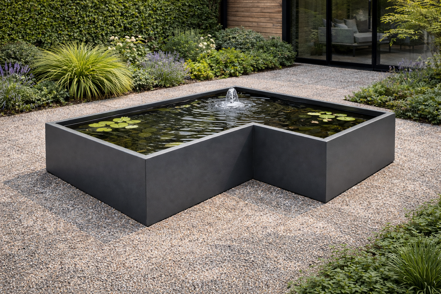 Stainless Steel Powder Coated L Shape Still Water Pond – Paul Taylor ...