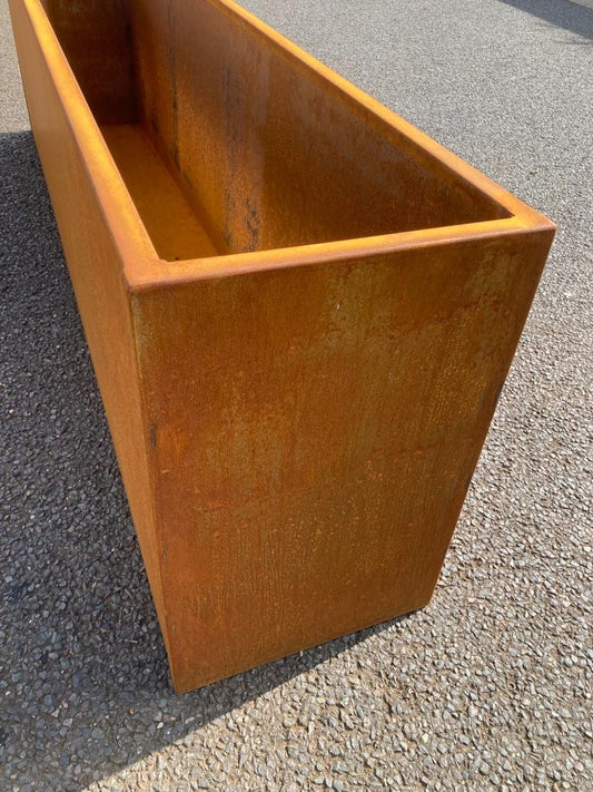 Weathered Steel Garden Trough Planters