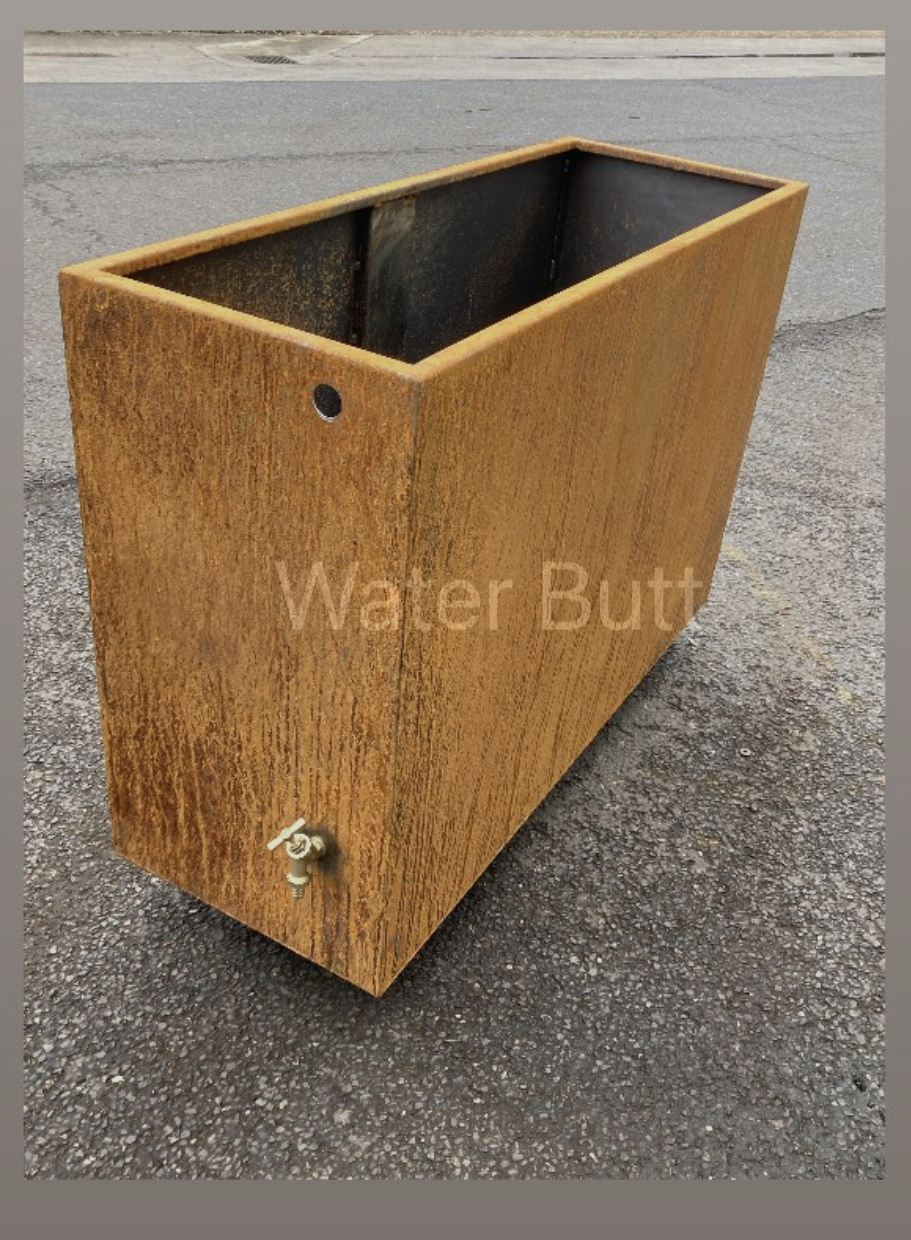 Corten Steel Downpipe Rainwater Collection Trough