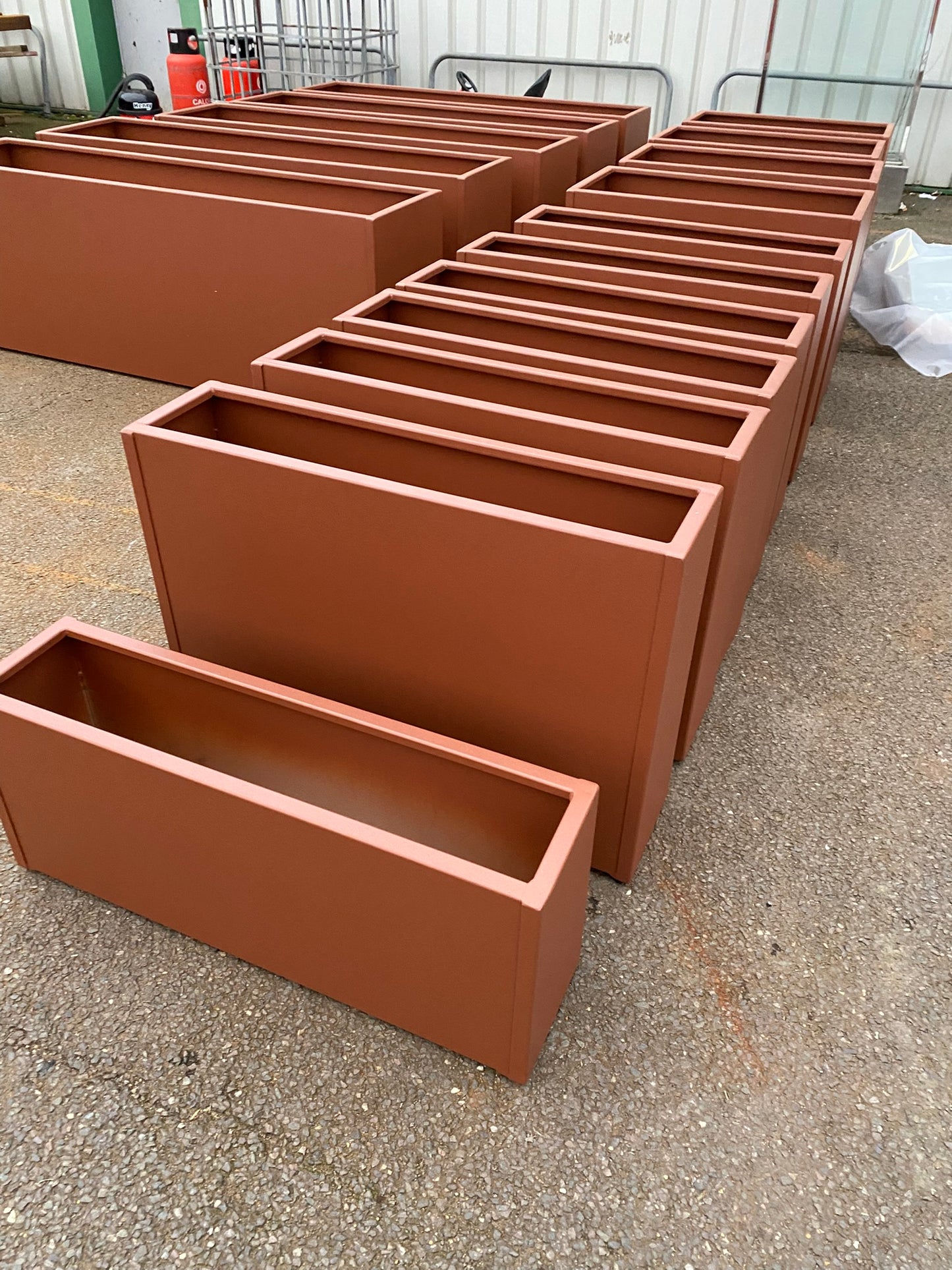 Stainless Steel Powder Coated Planters/Troughs on Castors/Wheels