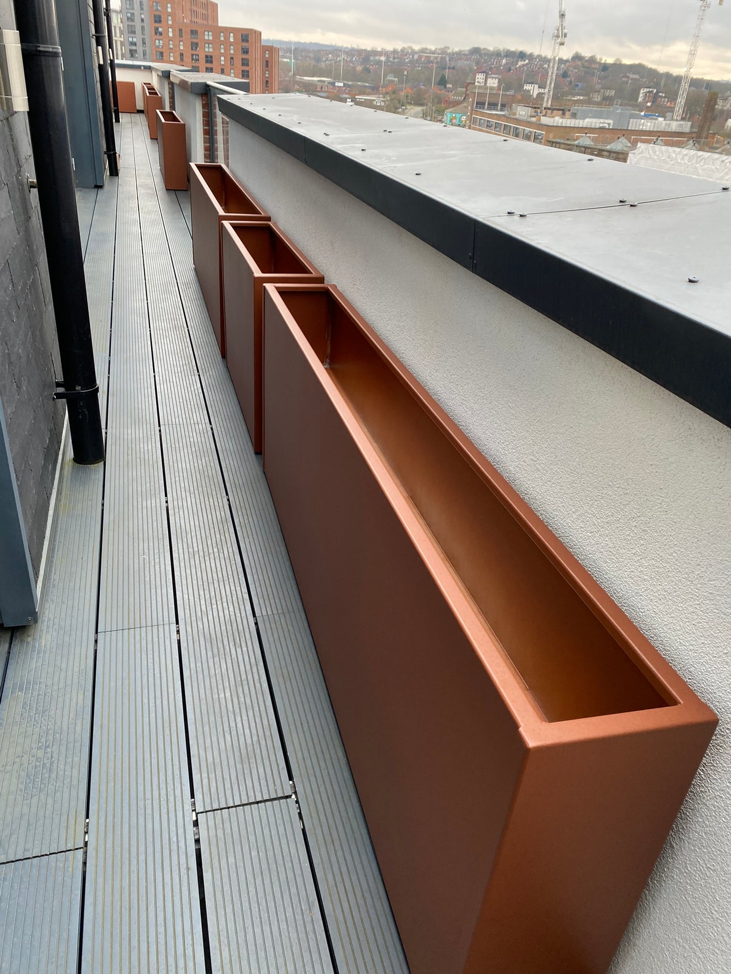 Stainless Steel Powder Coated Planters/Troughs on Castors/Wheels