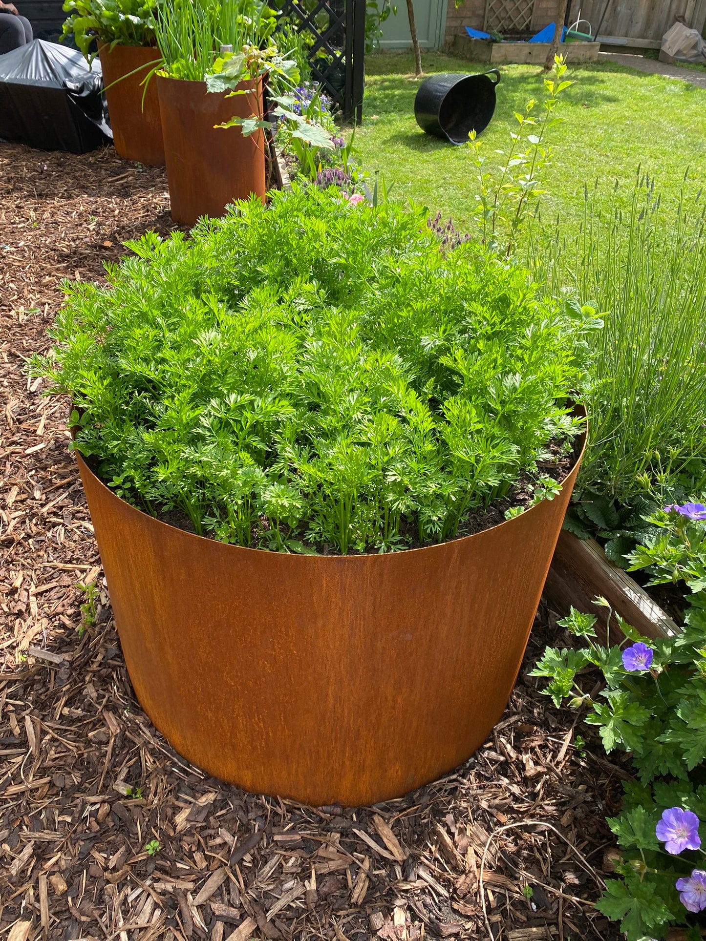 Corten Steel Raised Round Open Bottom Planter Beds