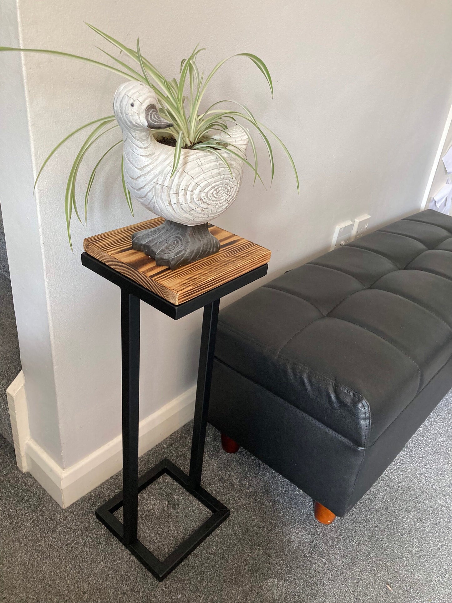 Small Light/Plant/Speaker Table - Black Frame - 19.5cm wide x 19.5cm depth