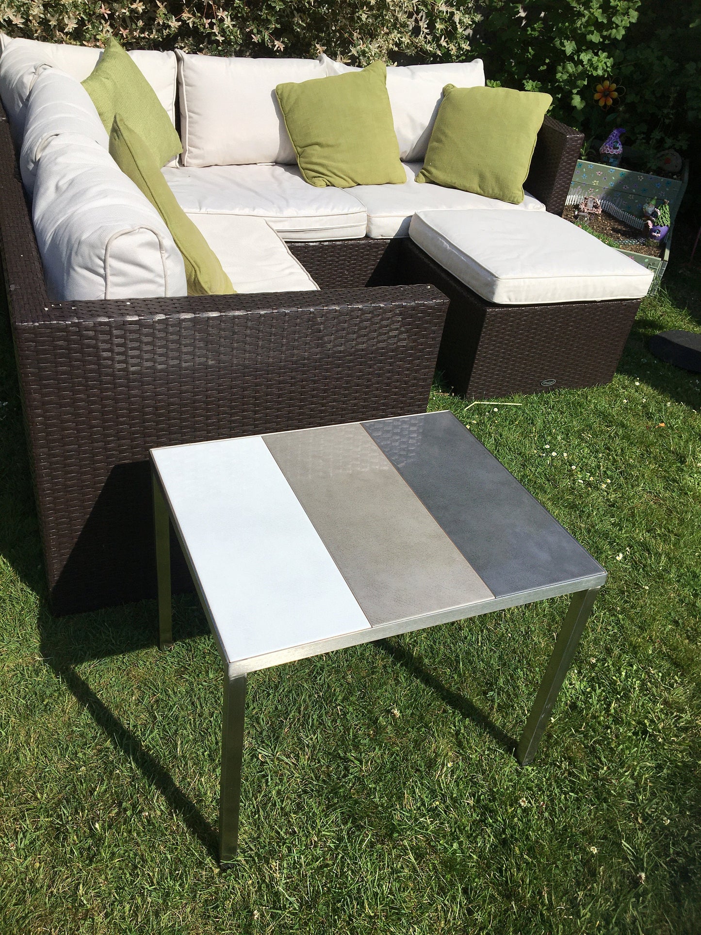 Outdoor drinks table stainless steel -ceramic tile top